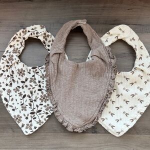 Chic Baby Bandana Bib Trio - Floral and Solid